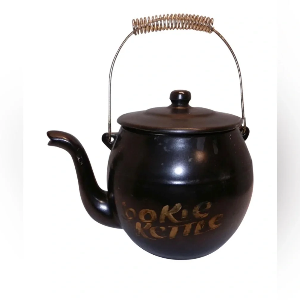 Vintage 1960's McCoy Kookie Kettle Black Tea Pot Cookie Jar Ceramic USA